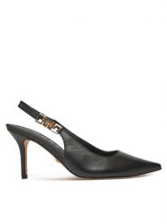 Guess Szpilki FLPNS3 LEA05 Czarny. Czarne sandały damskie Guess, z aplikacjami, ze skóry, bez obcasa. Za 419.99 zł.