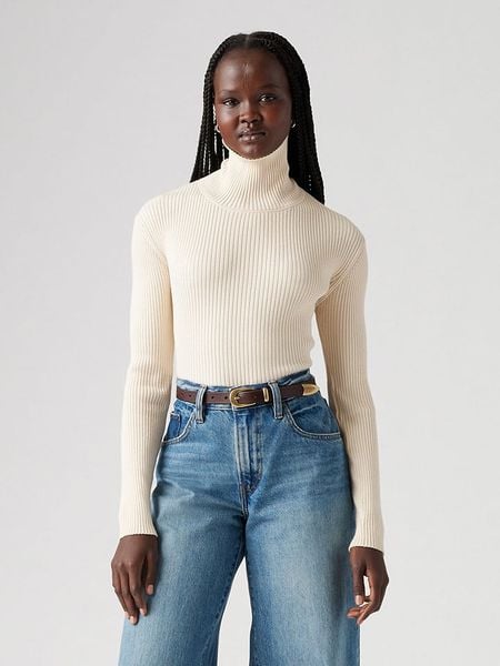 Levi's Golf w kolorze kremowym rozmiar: S. Brązowe golfy damskie Levi's, s, bez wzorów, ze splotem, bez ramiączek. Za 113.36 zł.