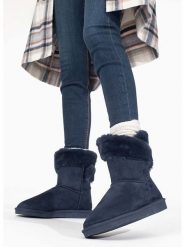 Blackfield Botki zimowe "Barbara" w kolorze granatowym rozmiar: 39. Niebieskie botki damskie Blackfield, na zimę, z materiału, bez obcasa, bez zapięcia. Za 152.26 zł.