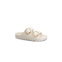 Klapki damskie Birkenstock Arizona Big Buckle Eva. Białe klapki damskie Birkenstock, bez wzorów, z materiału, bez obcasa. Za 343.00 zł.
