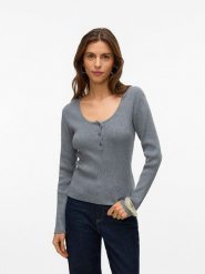 ONLY Sweter w kolorze szarym rozmiar: XL. Szare swetry klasyczne damskie Only, xl, prążkowane, bez kołnierzyka. Za 87.61 zł.