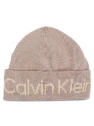Calvin Klein Czapka Logo Reverso Tonal Beanie K60K611151 Beżowy. Brązowe czapki zimowe damskie CALVIN KLEIN, z wiskozy. Za 289.99 zł.
