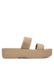 Calvin Klein Klapki Flatform Sndl Webbing HW0HW02878 Beżowy. Brązowe klapki damskie CALVIN KLEIN, bez wzorów, z materiału, bez obcasa. Za 329.99 zł.