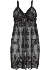 Ozdobna koszulka nocna. Czarne koszule nocne damskie bonprix, bez wzorów, z koronki. Za 114.99 zł.