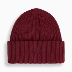 Czapka zimowa unisex Puma WARDROBE ESS CHUNKY MID CROWN bordowa 02640803. Czerwone czapki męskie Puma, na zimę, bez wzorów, z materiału. Za 92.08 zł.