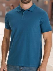 Koszulka polo - niebieski. Niebieskie koszulki polo męskie Sinsay, l, bez wzorów, bez ramiączek. Za 19.99 zł.