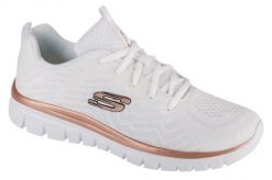 Buty do chodzenia damskie Skechers 12615WTRG. Białe buty sportowe na co dzień damskie Skechers, bez wzorów, z materiału, trekkingowe. Za 199.99 zł.