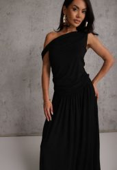 Czarna Koktajlowa Asymetryczna Sukienka Taliowana z Wiskozy na Jedno Ramię Pasacia. Czarne sukienki damskie Renee, na imprezę, m, bez wzorów, z wiskozy, eleganckie, z asymetrycznym kołnierzem, bez ramiączek, maxi, asymetryczne. Za 169.99 zł.