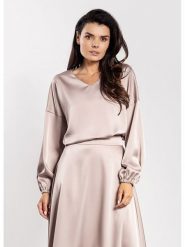 Awama Bluzka w kolorze beżowym rozmiar: M. Brązowe bluzki damskie Awama, m, bez wzorów, bez kołnierzyka, bez ramiączek. Za 118.01 zł.