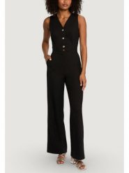 Morgan De Toi Kombinezon 252-PAMELI Czarny Egg Fit. Czarne kombinezony damskie Morgan De Toi, bez wzorów, bez kołnierzyka, bez ramiączek. Za 449.99 zł.
