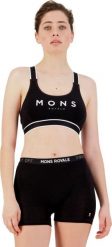 Biustonosz sportowy Mons Royale Stella X-Back Bra. Czarne biustonosze sportowe damskie Mons Royale, bez wzorów, z elastanu. Za 180.29 zł.