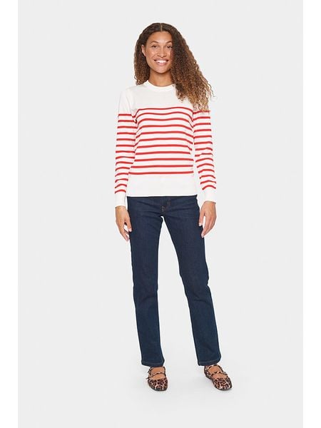 SAINT TROPEZ Sweter w kolorze biało-czerwonym rozmiar: M. Białe swetry klasyczne damskie Saint Tropez, m, bez kołnierzyka. Za 65.23 zł.