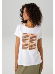 Aniston Koszulka w kolorze białym rozmiar: 48. Białe bluzki damskie Aniston, bez wzorów, z bawełny, bez kołnierzyka, bez ramiączek. Za 39.99 zł.