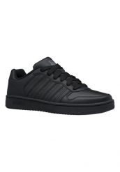 Buty - sportowe - męskie - K-Swiss - Court Palisades - skórzane czarne. Czarne buty sportowe na co dzień męskie K-Swiss, z gumy, bez zapięcia, tenisowe. Za 274.50 zł.