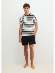 Marc O´Polo Bodywear Piżama w kolorze biało-czarnym rozmiar: XL. Białe piżamy męskie xl, bez wzorów, z bawełny, bez ramiączek. Za 124.95 zł.