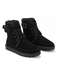 NICEBAY Skorzane kozaki zimowe "Gayana" w kolorze czarnym rozmiar: 39. Czarne kozaki damskie Nicebay, z materiału, bez obcasa. Za 260.99 zł.