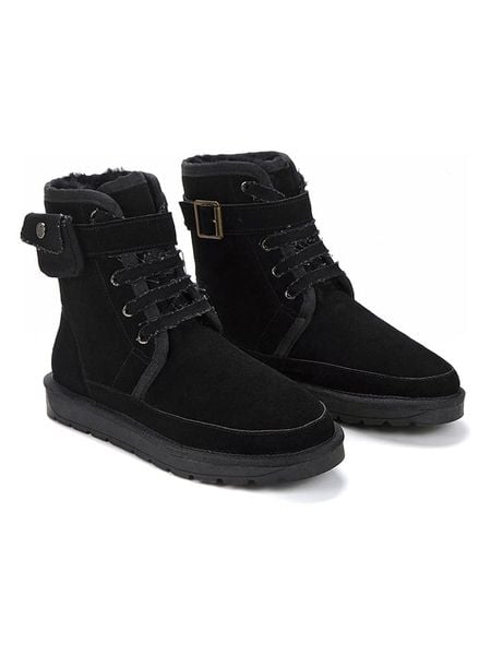 NICEBAY Skorzane kozaki zimowe "Gayana" w kolorze czarnym rozmiar: 39. Czarne kozaki damskie Nicebay, z materiału, bez obcasa. Za 260.99 zł.