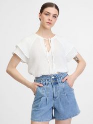 Orsay Bluzka w kolorze białym rozmiar: 38. Białe bluzki damskie ORSAY, bez wzorów, z bawełny, bez kołnierzyka, bez ramiączek. Za 46.45 zł.