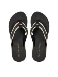 Tommy Hilfiger Japonki Im Hilfiger Beach Sandal FW0FW08015 Czarny. Czarne klapki damskie Tommy Hilfiger, bez wzorów, z materiału, bez obcasa. Za 199.99 zł.