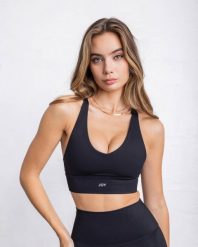 Biustonosz sportowy V Essential Sporty - Onyx. Czarne biustonosze sportowe damskie JOY STUDIO, bez wzorów, z materiału. Za 142.00 zł.