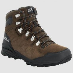 Buty trekkingowe męskie Jack Wolfskin Refugio Texapore Mid. Brązowe buty trekkingowe męskie Jack Wolfskin, z materiału, za kostkę, bez zapięcia, trekkingowe. Za 592.00 zł.