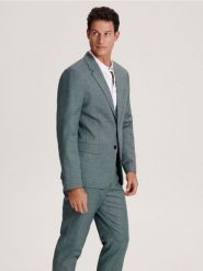 Marynarka slim fit - zielony. Zielone marynarki męskie Reserved, bez wzorów, z tkaniny. W wyprzedaży za 159.99 zł.