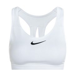 Biustonosz treningowy Nike Swoosh High Support. Białe biustonosze sportowe damskie Nike, bez wzorów. W wyprzedaży za 204.20 zł.