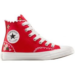 Buty sportowe Converse Chuck Taylor All Star Embroidered Flowers High Top. Czerwone buty sportowe na co dzień damskie Converse, bez zapięcia. Za 490.00 zł.