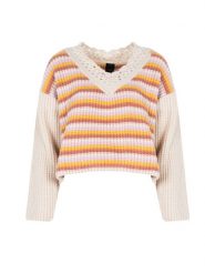 Pinko Sweter "Granatina" | 1G189L A05U | Kobieta | Wielokolorowy. Swetry klasyczne damskie Pinko, l, z koronki, bez kołnierzyka. W wyprzedaży za 389.00 zł.