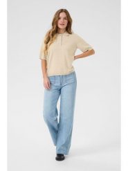 Kaffe Koszulka polo w kolorze beżowym rozmiar: L. Brązowe bluzki damskie Kaffe, l, bez wzorów, bez kołnierzyka, bez ramiączek. Za 104.39 zł.