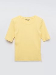 Koszulka damska w prążek żółta Imija 200. Żółte t-shirty damskie Big Star, l, bez wzorów, z dzianiny, bez kołnierzyka. Za 79.99 zł.