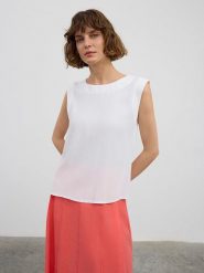 BGN Bluzka w kolorze białym rozmiar: 40. Białe bluzki damskie BGN, bez wzorów, z wiskozy, bez kołnierzyka, bez ramiączek. Za 78.47 zł.