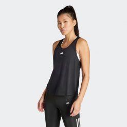 Koszulka fitness damska ADIDAS bez rękawów. Czarne bluzki sportowe damskie Adidas, l, z materiału, bez kołnierzyka, bez ramiączek. W wyprzedaży za 79.99 zł.