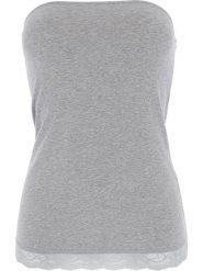 COTONELLA Top w kolorze jasnoszarym rozmiar: S. Szare topy damskie Cotonella, s, bez wzorów, z koronki, bez kołnierzyka. Za 26.45 zł.