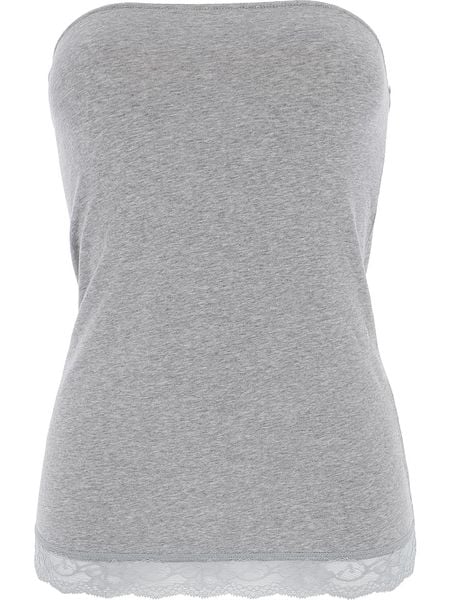 COTONELLA Top w kolorze jasnoszarym rozmiar: S. Szare topy damskie Cotonella, s, bez wzorów, z koronki, bez kołnierzyka. Za 26.45 zł.