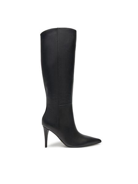 Guess Kozaki Sleigh FLFSLE LEA11 Czarny. Czarne kozaki damskie Guess, ze skóry, bez obcasa, na szpilce. Za 709.99 zł.