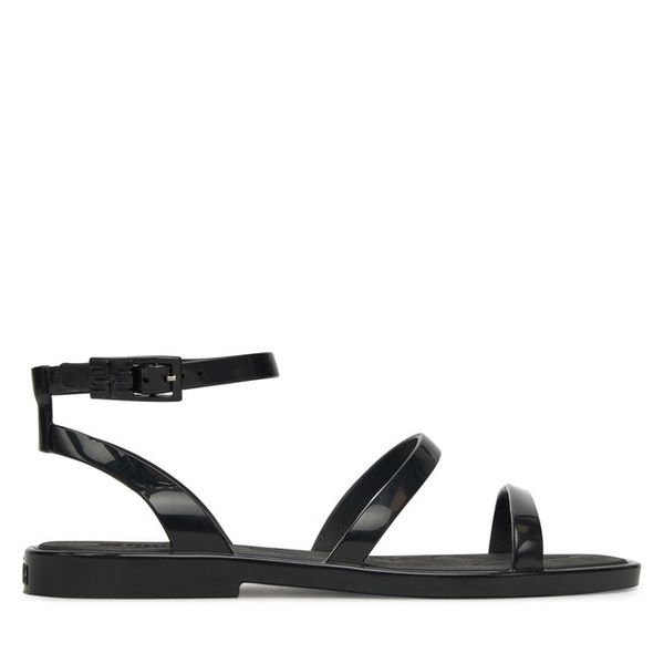 Sandały Melissa. Czarne sandały damskie Melissa, bez wzorów, bez obcasa, na płaskiej podeszwie. Za 199.99 zł.