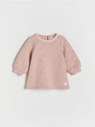 Sukienka z długim rękawem - pastelowy róż. Czerwone sukienki dziewczęce Reserved, bez wzorów, z bawełny, bez ramiączek, długie. W wyprzedaży za 22.99 zł.