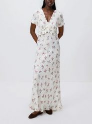 Wzorzysta sukienka z wiskozy - wielobarwny. Sukienki damskie Reserved, na co dzień, l, bez wzorów, z tkaniny, bez kołnierzyka, bez ramiączek, proste. Za 159.99 zł.