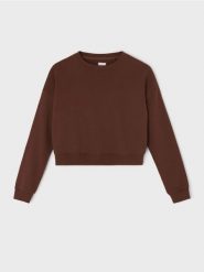 Bluza crewneck regular - brązowy. Brązowe bluzy bez kaptura damskie Sinsay, l, bez wzorów, bez ramiączek, bez kaptura. Za 29.99 zł.