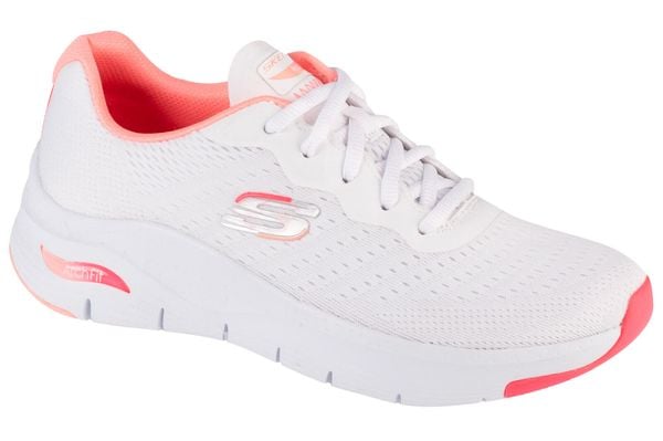 Buty sportowe Sneakersy damskie, Arch Fit-Infinity Cool. Białe buty sportowe na co dzień damskie Skechers, bez wzorów, z materiału, trekkingowe. Za 379.99 zł.