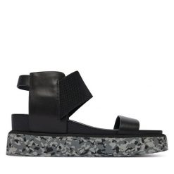 Sandały United Nude. Czarne sandały damskie United Nude, bez wzorów, bez obcasa, na koturnie. Za 929.99 zł.