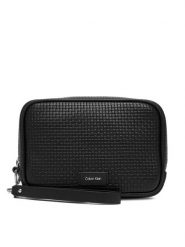 Calvin Klein Saszetka Embossed Woven Zip Pouch LV04D1111G Czarny. Czarne saszetki męskie CALVIN KLEIN, ze skóry. Za 229.99 zł.