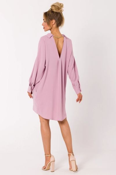 Sukienka koszulowa z dekoltem V na plecach różowa. Czerwone sukienki damskie MOE, na co dzień, xxl, bez wzorów, bez kołnierzyka, bez ramiączek, koszulowe. Za 279.00 zł.