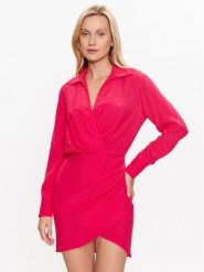 Sisley Sukienka codzienna 4B5FLV03L Różowy Regular Fit. Czerwone sukienki damskie SISLEY, na co dzień, l, bez wzorów, z wiskozy, bez kołnierzyka, bez ramiączek, proste. Za 259.99 zł.