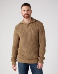WRANGLER MĘSKI SWETER HALF ZIP KNIT LEAD 112343105 W8D0016778. Swetry męskie Wrangler, m, bez wzorów, bez kołnierzyka. Za 209.99 zł.