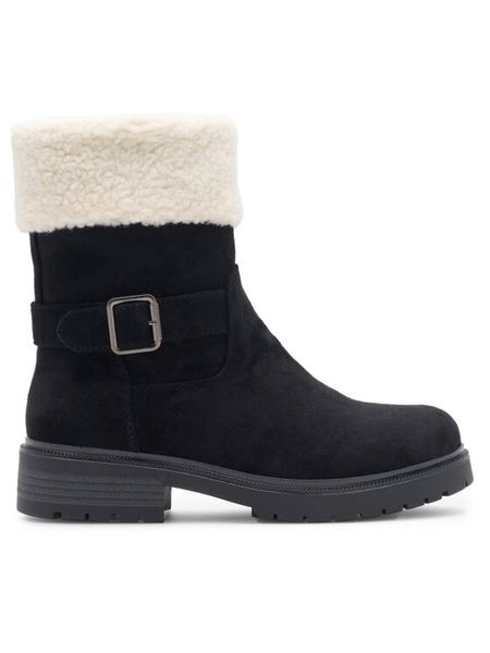 Clara Barson Botki SERENITY HL221124 Czarny. Czarne botki damskie Clara Barson, z materiału, bez obcasa, na płaskiej podeszwie, bez zapięcia. Za 169.99 zł.