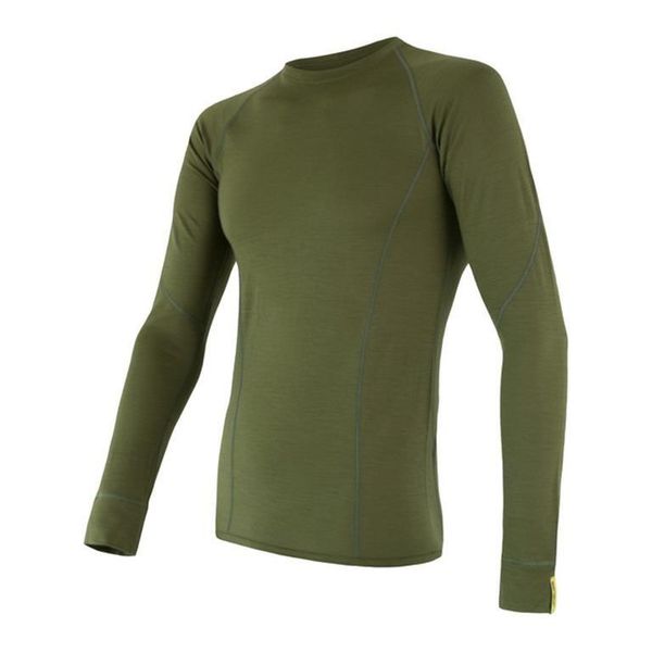SENSOR Termoaktywna bluzka męska MERINO ACTIVE TEE LS-M-Oliwkowy. Zielone bielizna termoaktywna męska Sensor, l, bez wzorów, z materiału. Za 368.49 zł.