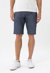 Lekkie krótkie spodenki P-TONET. Niebieskie szorty męskie Volcano, z bawełny, bez kołnierzyka. Za 149.99 zł.