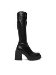 DeeZee Kozaki 9529A Czarny. Czarne kozaki damskie DeeZee, z materiału, bez obcasa, na słupku. Za 249.99 zł.